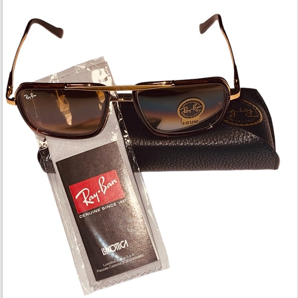 RAY-BAN AVIATORRB 4413 54-14 I45 SQUARE METAL BROWN SHADE/GOLD UNISEX SUNGLASSES - Picture 5 of 15